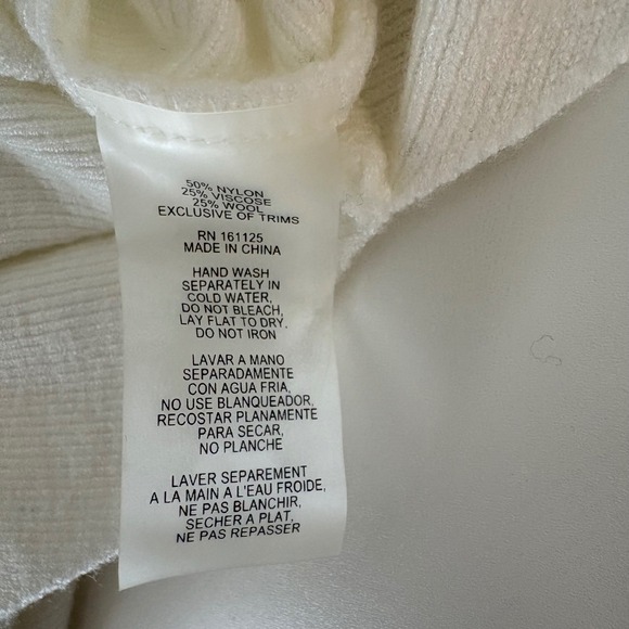 Liquid by Sioni Cream Embellished Rhinestone Dolman Sleeve Wool Blend Sweater S - Picture 6 of 6